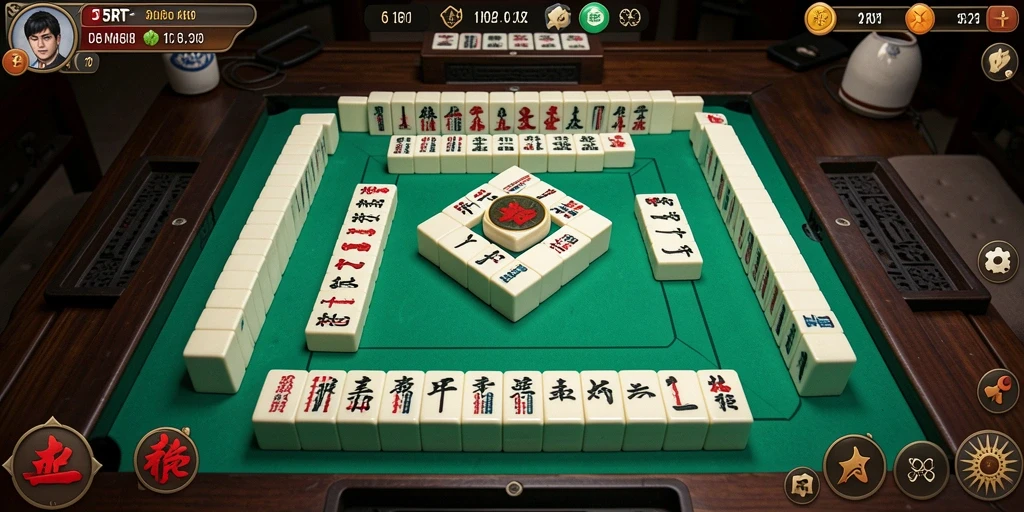 Tampilan gameplay Mahjong di 5RT yang menampilkan level dan desain ubin yang menarik.