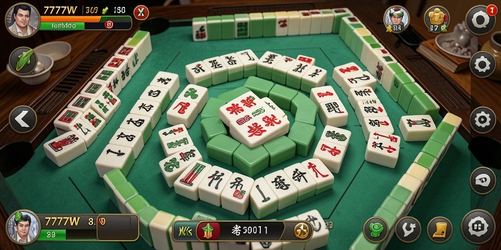 Tampilan utama game 7777W menampilkan aksi Mahjong yang mendebarkan.