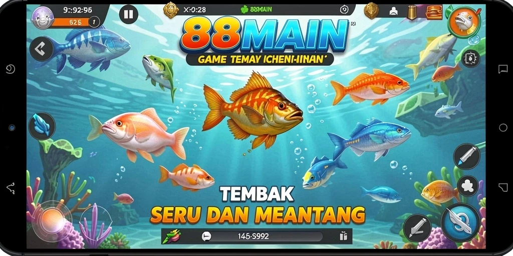 Screenshot utama 88MAIN menampilkan aksi menembak ikan yang seru.
