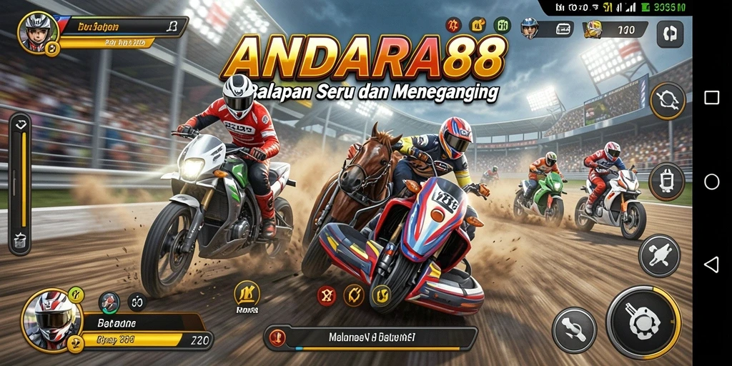 Gameplay balapan seru di ANDARA88 dengan mobil cepat.