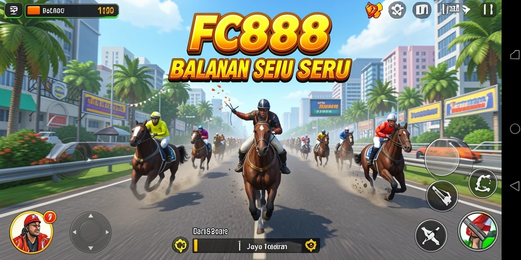 Gameplay seru FC888 dengan balapan mendebarkan di jalanan.