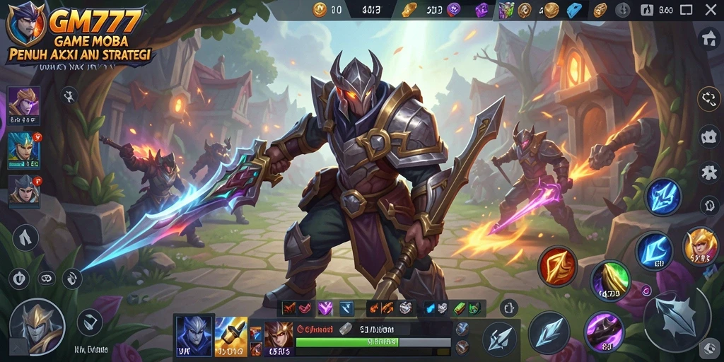 Tampilan gameplay seru dari GM777 yang penuh strategi MOBA.