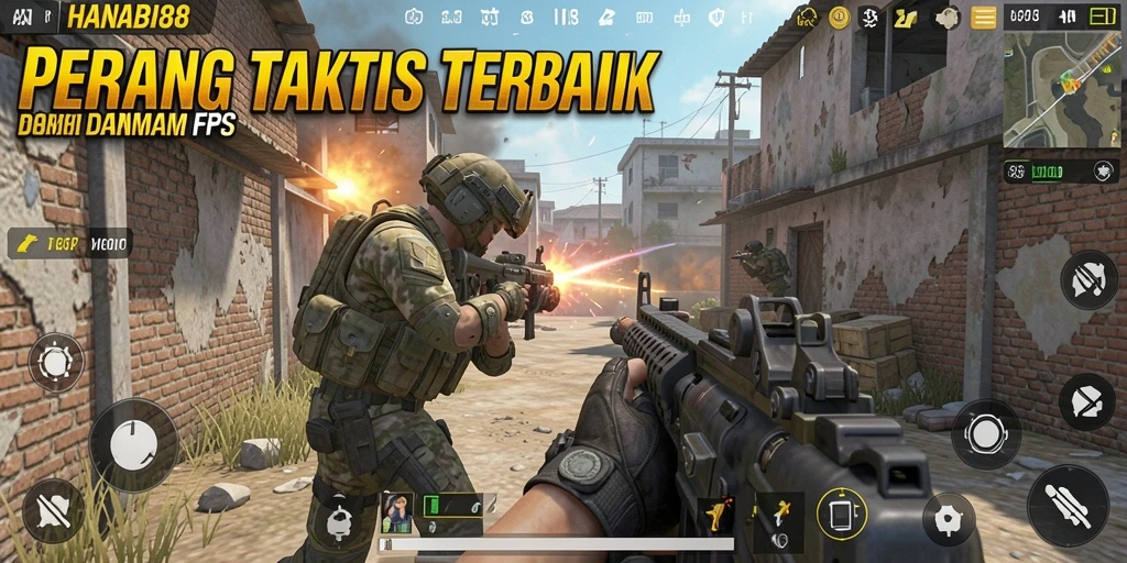 Tampilan aksi mendebarkan dalam gameplay FPS HANABI88.