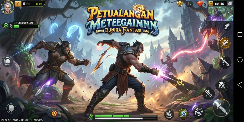 Tampilan gameplay menegangkan dari ID66 di dunia fantasi.