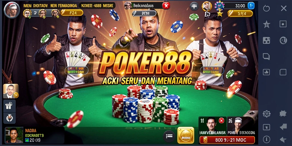 Tangkapan layar menampilkan aksi seru dalam POKER88.