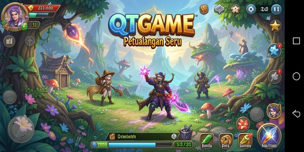 Tampilan screenshot QTGAME menampilkan momen seru dalam petualangan.