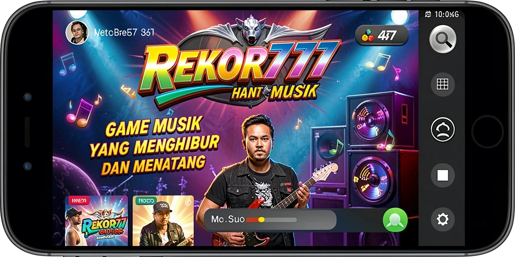 Tampilan gameplay <strong>REKOR777</strong> dengan berbagai pilihan lagu musikal.