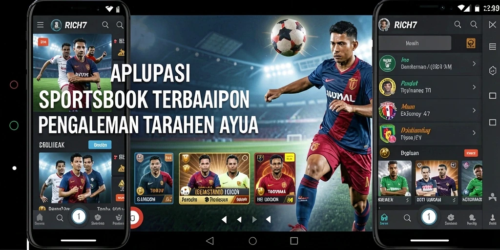 Tampilan utama aplikasi RICH7 dengan berbagai pilihan taruhan olahraga.