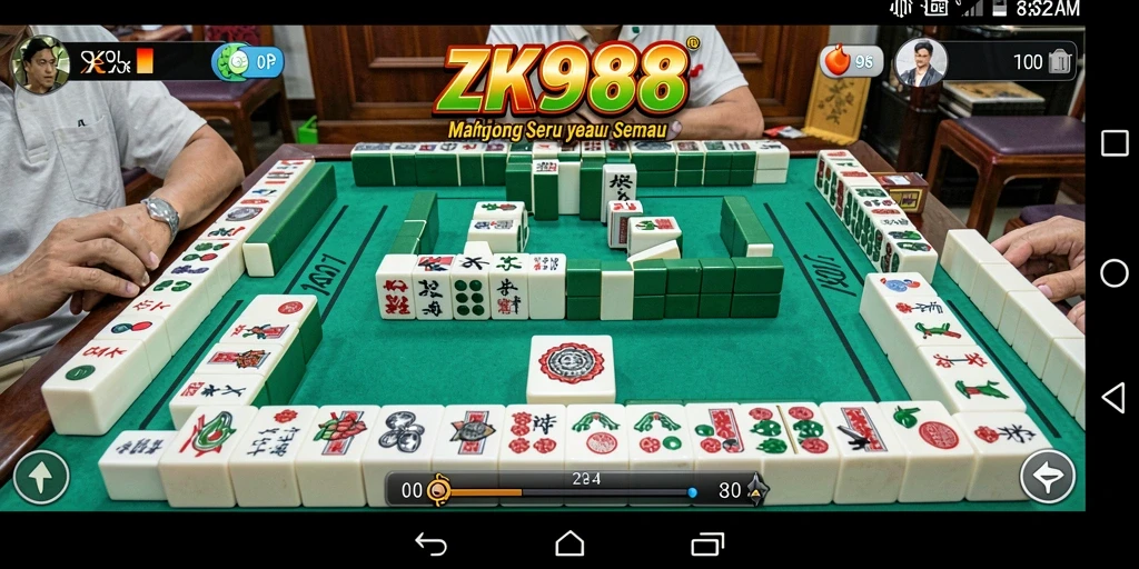 Tampilan gameplay ZK988 dengan ubin Mahjong yang menarik.